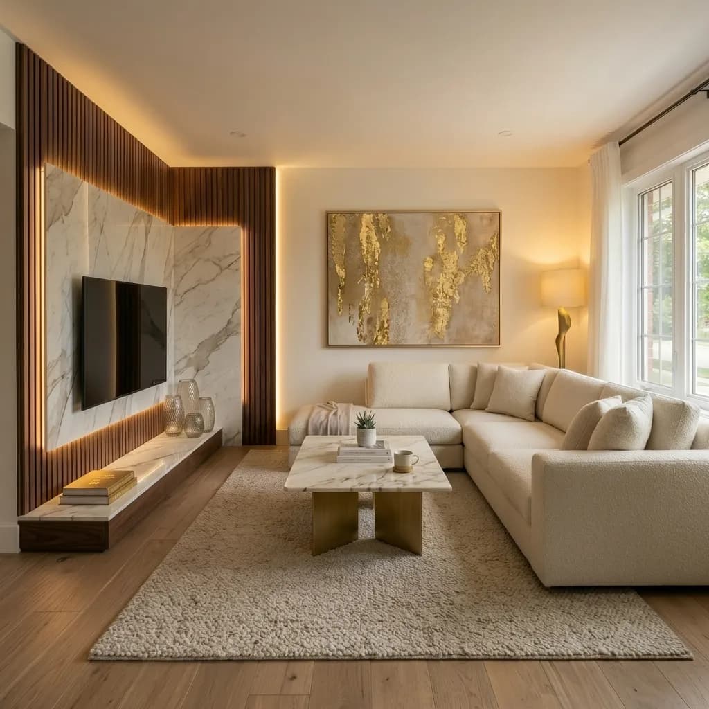 Luxury living room after AI redesign